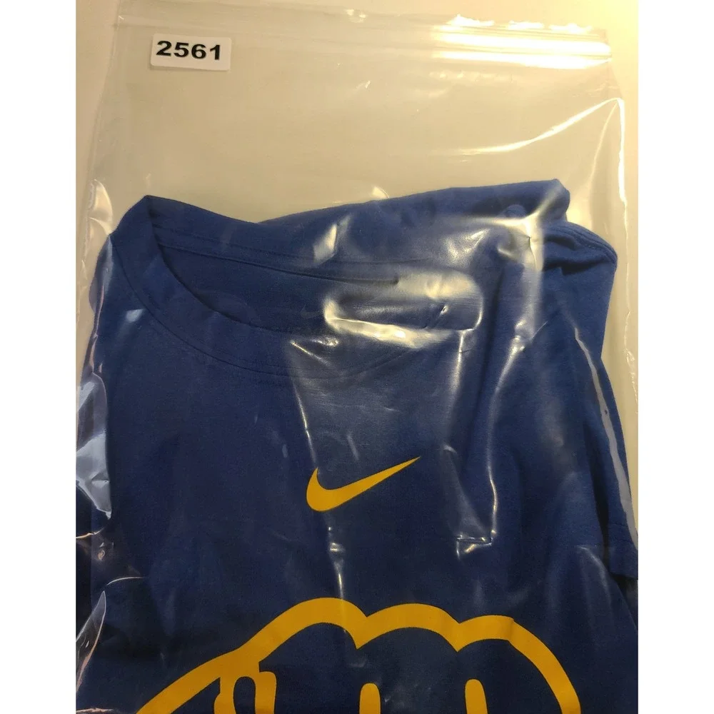 Nike Milwaukee Brewers Dri-FIT T-Shirt Men's Medium Blue Glove Logo Athletic Cut